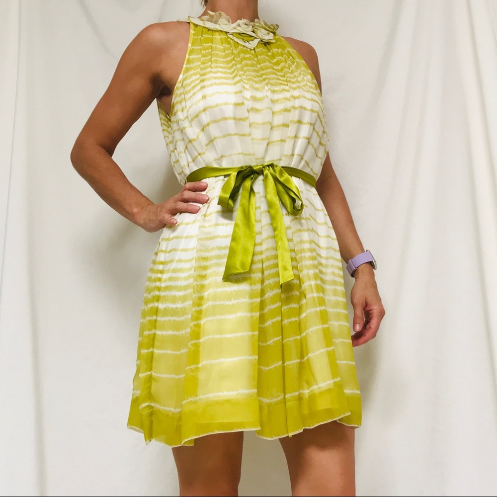 BCBGMaxAzria Yellow and White Dress